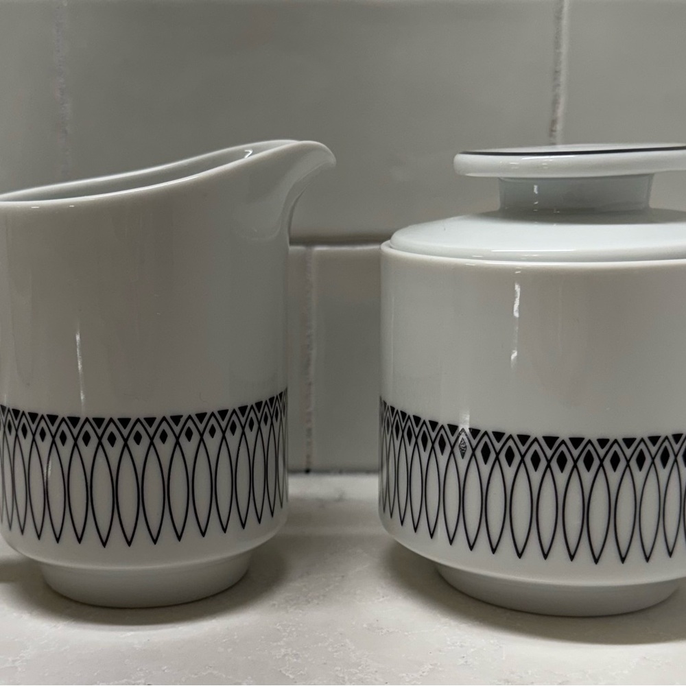 Elegant White and Black Serveware Set